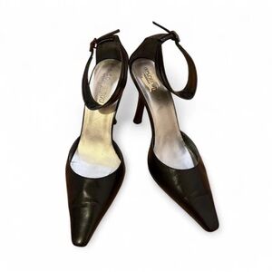 Bisou Bisou Black Pointed-Toe Ankle-Strap Stilettos